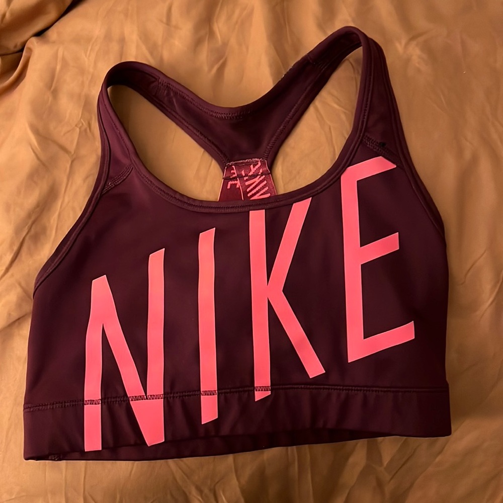 Purple and pink sports bra